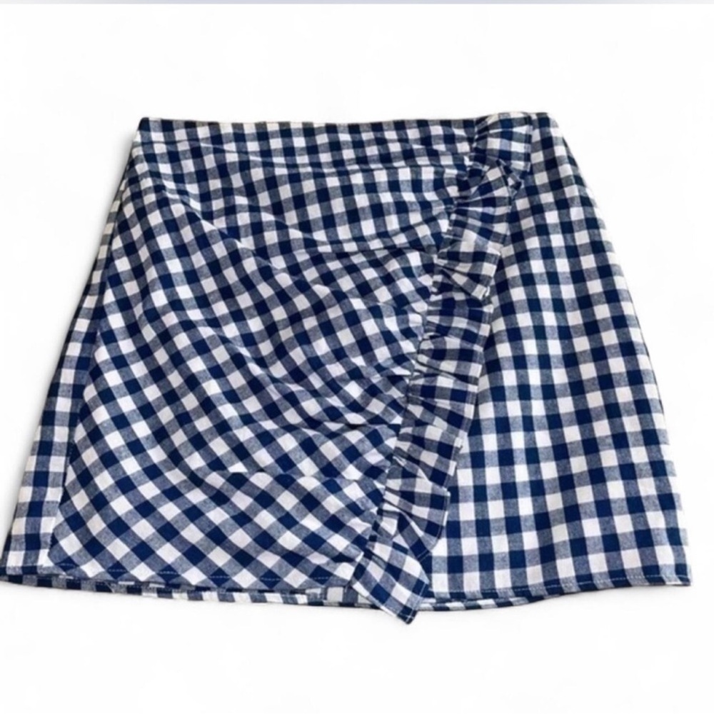 The Impeccable Pig Navy Gingham Mini Skirt